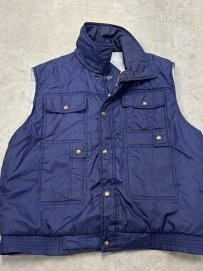 Vintage Ozark Trail Men's Size L Blue Puffer Zip Up Pockets‎ Vest